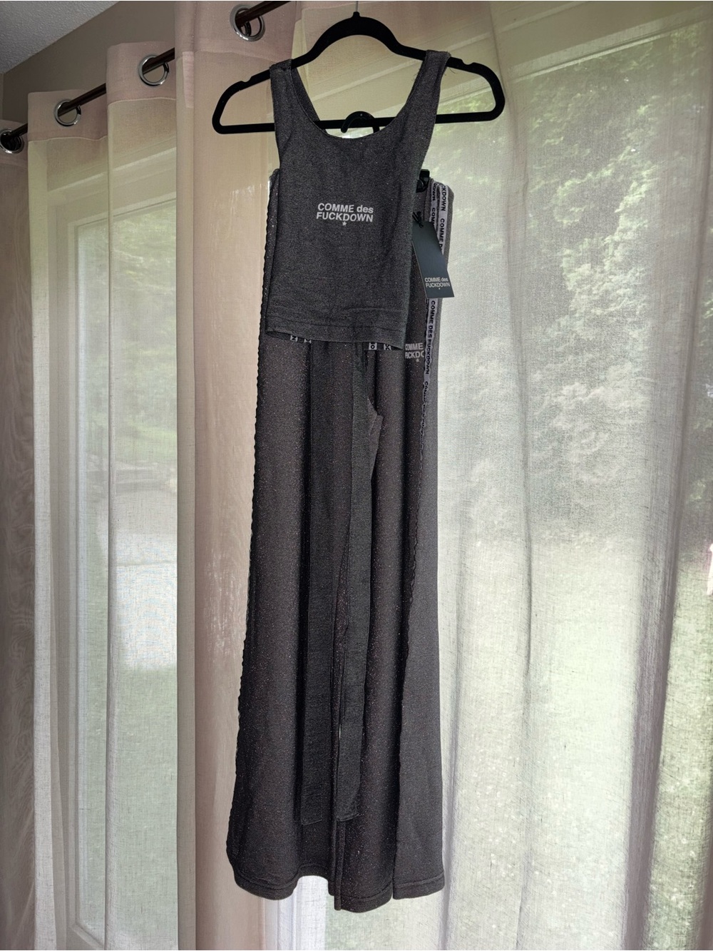 ✨NWT COMME des FUCKDOWN Silver/Grey Sparkle Tank Top S and Pants S